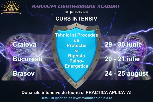 Afis Curs Protectie Psi2 Curs Tehnici Si Procedee De Protectie Si Riposta Psiho-Energetica - Craiova, Bucuresti, Brasov